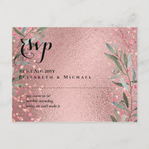 Roze Gouden Eucalyptusbladeren Folie Uiterlijk BRU Briefkaart
