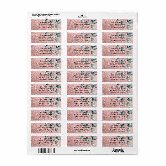 Roze Gouden Eucalyptusbladeren Folie Uiterlijk BRU Etiket (Full Sheet)