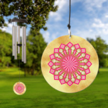 Roze Gouden Fantasie Mandala op Zachte Gouden Acht