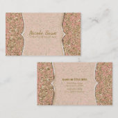 Roze & Gouden Faux Glitter Glamour Chique Elegant Visitekaartje (Voorkant / Achterkant)