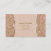 Roze & Gouden Faux Glitter Glamour Chique Elegant Visitekaartje (Achterkant)