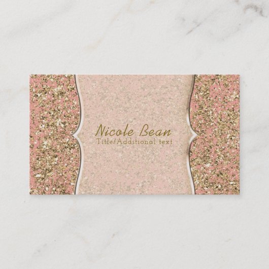 Roze & Gouden Faux Glitter Glamour Chique Elegant Visitekaartje (Voorkant)
