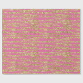 Roze Gouden Faux Glitter Stripes Cadeaupapier (Vlak)