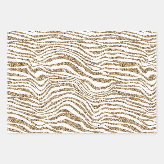 Roze Gouden Faux Glitter Zebra Print Inpakpapier Vel (Voorkant 2)
