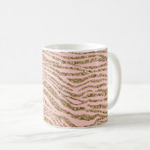 Roze Gouden Faux Glitter Zebra Print Koffiemok (Voorkant rechts)