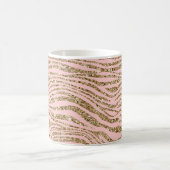 Roze Gouden Faux Glitter Zebra Print Koffiemok (Center)