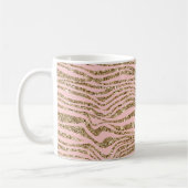 Roze Gouden Faux Glitter Zebra Print Koffiemok (Links)