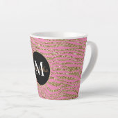Roze Gouden Faux Glitter Zebra Print Latte Mok (Rechterhoek)