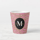 Roze Gouden Faux Glitter Zebra Print Latte Mok (Voorkant)