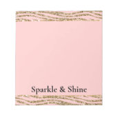 Roze Gouden Faux Glitter Zebra Print Notitieblok (Voorkant)