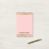 Roze Gouden Faux Glitter Zebra Print Post-it® Notes (Op bureau)