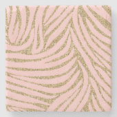 Roze Gouden Faux Glitter Zebra Print Stenen Onderzetter (Voorkant)