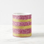 Roze Gouden Faux Glittery Strepen Koffiemok (Center)