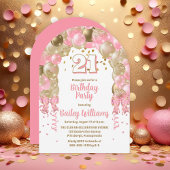 Roze gouden feestballonnen 21ste verjaardagsfeest kaart