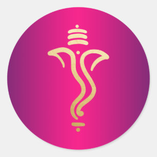 Roze Gouden Festieve Ganesh/ Indiase God Ronde Sticker