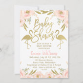 Roze Gouden Flamingo Baby Shower Uitnodiging (Voorkant)