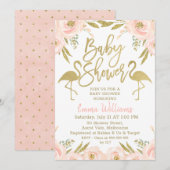 Roze Gouden Flamingo Baby Shower Uitnodiging (Voorkant / Achterkant)