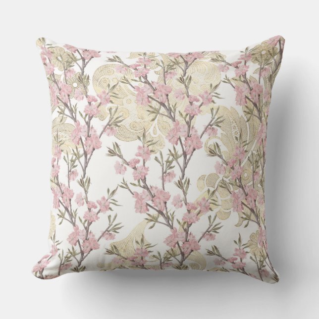 Roze/Gouden Floral/Polka Dot Pillow Kussen (Voorkant)