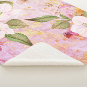 Roze gouden floral waterverf script stijlvol sherpa deken (3/4)