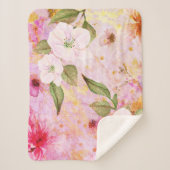 Roze gouden floral waterverf script stijlvol sherpa deken (Voorkant)