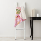 Roze gouden floral waterverf script stijlvol sherpa deken (In situ)