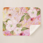 Roze gouden  floral waterverf script stijlvol sherpa deken (Voorkant (horizontaal))