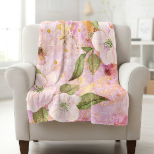Roze gouden  floral waterverf script stijlvol sherpa deken