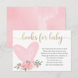 Roze gouden florale valentijnen hartboeken voor ba informatiekaartje