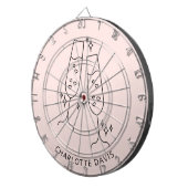 Roze gouden fluitglas proost naam feestje dartbord (Voorkant Rechts)