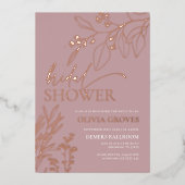 Roze Gouden Folie Bruids Douche Uitnodiging (Voorkant)