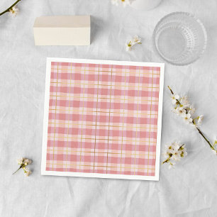 Roze & Gouden Folie Buffalo Plaid Servet