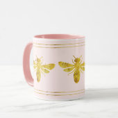 Roze Gouden Folie Bumble Bee Mok (Voorkant links)