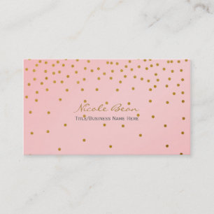 Roze & Gouden Folie Confetti Stippen Visitekaartje