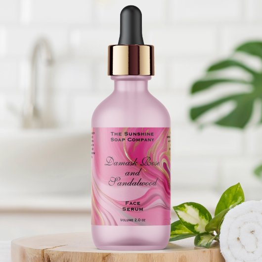 Roze Gouden Folie Cosmetica of Dropper Fles Label