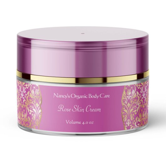 Roze & gouden folie damask cosmetica potje label