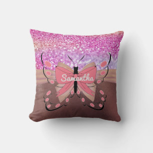 Roze Gouden Folie Glitterende Sierlijke Strik Meis Kussen
