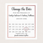 Roze Gouden Folie Kalender Wijzigingskaart Visitekaartje (Binnenkant ongevouwen)