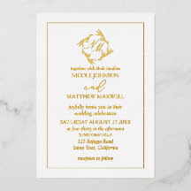 Roze Gouden Folie Krans Monogram Trouw Uitnodiging