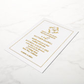 Roze Gouden Folie Krans Monogram Trouw Uitnodiging (Gedraaid)