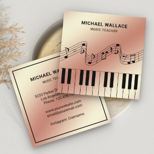 Roze Gouden Folie Piano Toetsenbord Muzikant Piani Vierkante Visitekaartje