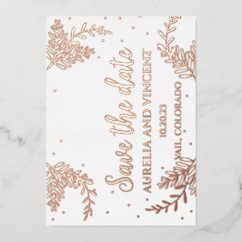 Roze gouden folie save the date kaart
