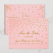 Roze & Gouden Folie Stippen Save The Date Briefkaa Aankondigingskaart (Voorkant / Achterkant)