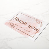 Roze gouden folie trouw bedankkaart uitnodiging (Gedraaid)