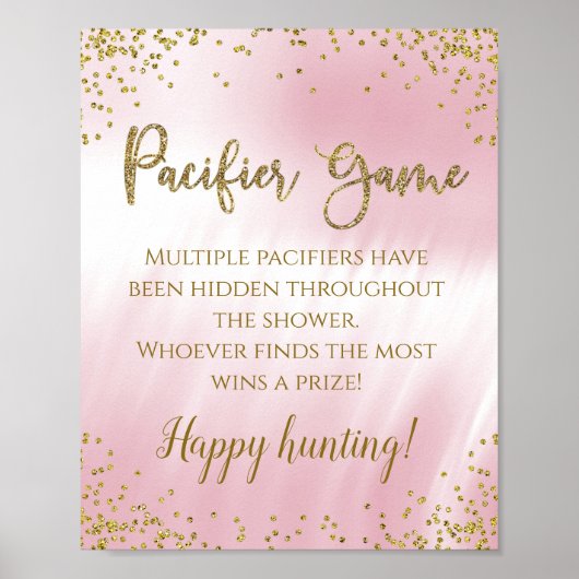 Roze Gouden Fopspeen Baby Shower Spel Bord Poster (Voorkant)