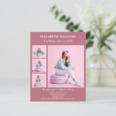 Roze gouden foto Afstudeerfeest uitnodiging (Staand voorkant)