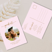 Roze & Gouden Foto Afstuderen Afstuderen Uitnodigi Briefkaart