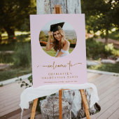 Roze & Gouden Foto Afstuderen Welkomstbord Poster