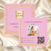 Roze gouden foto logo QR code Vierkante Visitekaartje