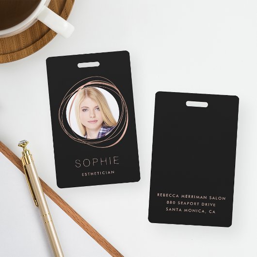 Roze Gouden Foto & Naam Badge