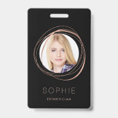 Roze Gouden Foto & Naam Badge (Voorzijde)